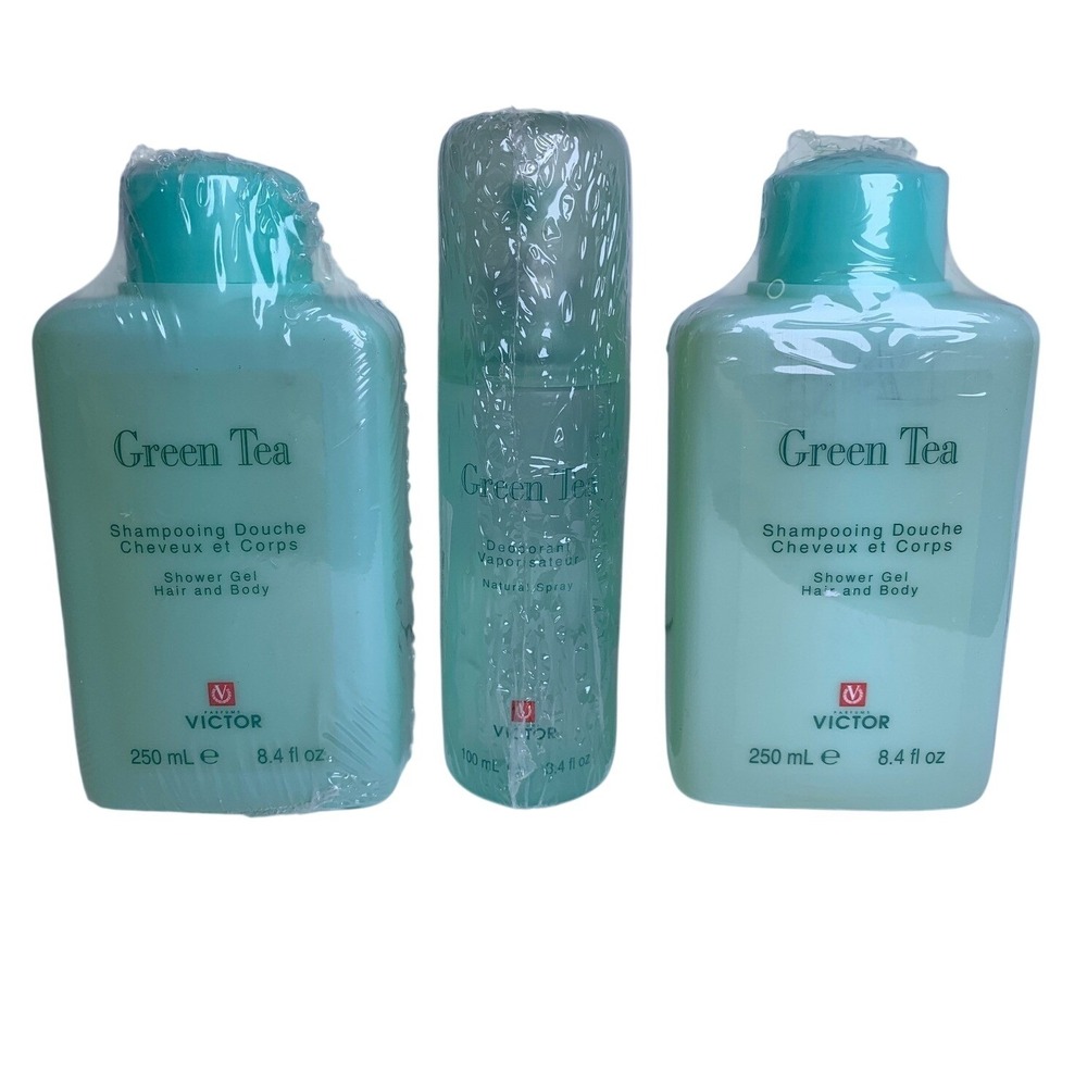 Victor Green Tea Set 2x Shower Gel 250ml and Deodorant Spray 100ml Made in Italy
